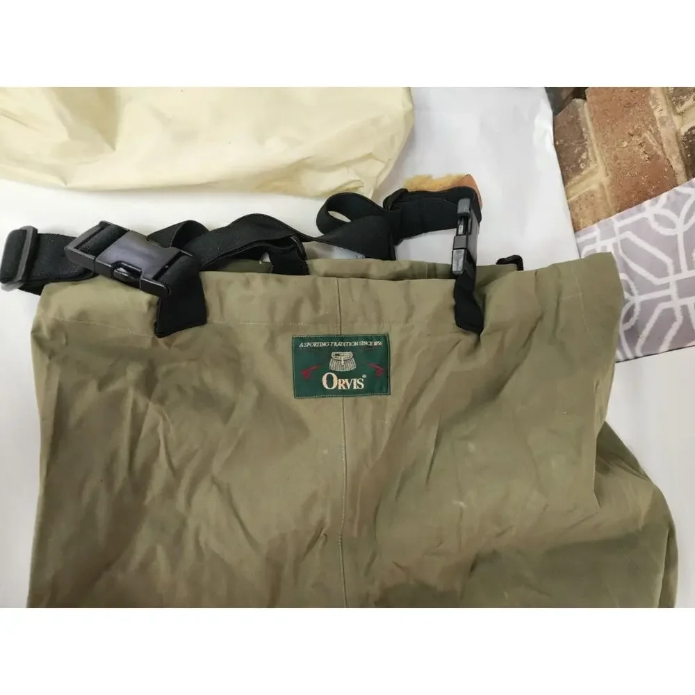 Men’s Orvis Green Bootfoot Fishing Bib Waders Suspenders Neoprene Boots Size M